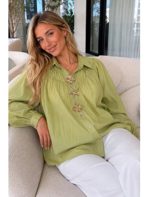Gülseli Kadın Aksesuarlı Uzun Kol Gömlek P-00022660