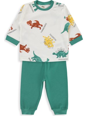 Civil Baby Dinozor Baskılı 6-18 Ay Pijama Takımı - Yeşil