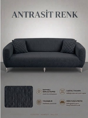 Arife Home 3 Kişilik Koltuk Örtüsü A Kalite Tek Adet Kanepe Örtüsü Yıkanabilir Kayma Yapmayan Çekyat Örtüsü Koltuk Kılıfı Sofa Cover