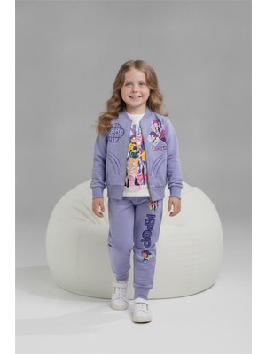 Lillypicca Karakter Baskılı Penye Ceketli - Penye Sweatshirt - Penye Pantolonlu Kız Çocuk 3lü Takım 261010