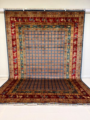 El Dokuma Afgan Halı Pazirek Desenli Kök Boya 270 x 371 cm