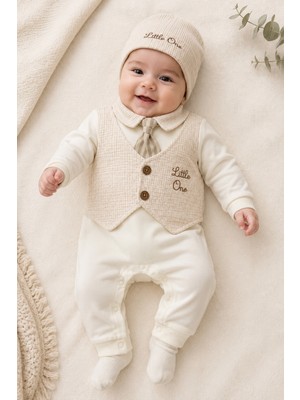 Beniizle Little One Nakışlı Şapkalı Kravatlı Erkek Bebek Tulum