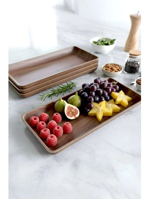 Kitchen Life Ahşap Görünümlü Dikdörtgen Sunum Kayık Tabağı 25 cm