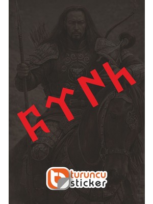 Turuncu Sticker Göktürkçe Türk Yazısı Sticker Etiket 20X5,5 cm – Araç – Motor – Laptop - Kask Etiket Sticker