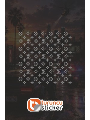 Turuncu Sticker Lv Desen Sticker - 25X25 cm - Araç -Motor - Laptop - Kask Etiket