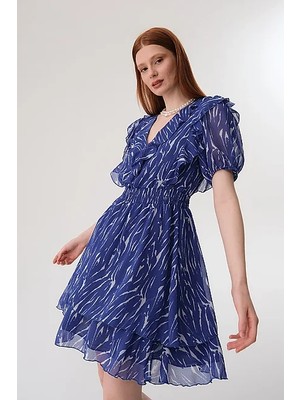 Gusto Bele Oturan Mini Elbise - Saks