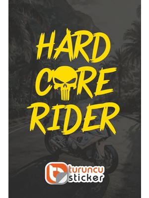 Turuncu Sticker Hard Core Rider Punisher Sticker Etiket 13,5X15 cm – Araç – Motor – Laptop – Kask