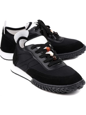 Stato Norex Siyah Kadın Sneaker Nefes Alabilen Vegan Kumaş, Hafif ve Rahat Günlük Ayakkabı