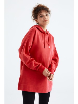 Tommy Life Fiesta Reglan Kol Basic Kapüşonlu Oversize Sweatshirt Tunik - 97242