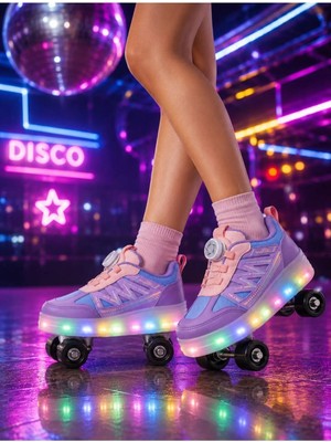 Garantili Üst Kalite Çocuk Patenli Ayakkabı Işıklı 4 Teker Kaykay Sneaker Rahat Dayanıklı Ayakkabı
