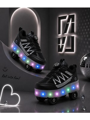 Livendi Garantili Üst Kalite Çocuk Patenli Ayakkabı Işıklı 4 Teker Kaykay Sneaker Rahat Dayanıklı Ayakkabı