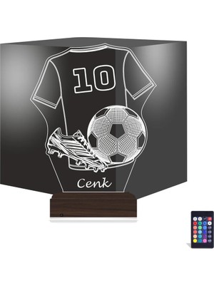 Luvivia Futbol Topu Forma Futbolcu Hediye Kişiye Özel 3D Lamba - Masa Gece Lambası