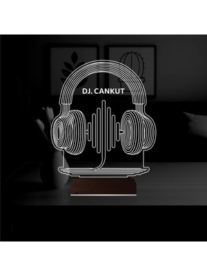 Luvivia Dj Hediye Kulaklık Müzik Kişiye Özel 3D Lamba - Masa Gece Lambası