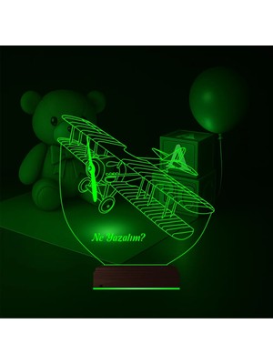 Luvivia Pırpır Uçak Pilot Kişiye Özel 3D Lamba - Masa Gece Lambası
