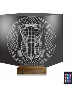 Luvivia Diş Hekimi Hediye Kişiye Özel 3D Lamba - Masa Gece Lambası