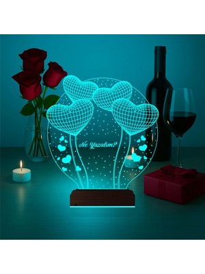 Luvivia Kalp Sevgiliye Hediye Kişiye Özel 3D Lamba - Masa Gece Lambası