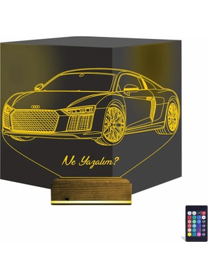 Luvivia Spor Araba Audi Kişiye Özel 3D Lamba - Masa Gece Lambası