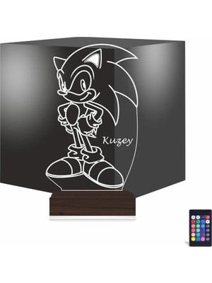 Luvivia Sonic Çocuk Odası Hediye Kişiye Özel 3D Lamba - Masa Gece Lambası