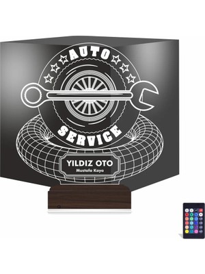 Luvivia Araba Oto Tamirci Servis Kişiye Özel 3D Lamba - Masa Gece Lambası