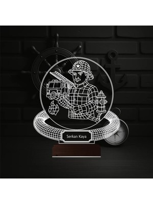 Luvivia Itfaiye Itfaiyeci Hediye Kişiye Özel 3D Lamba - Masa Gece Lambası