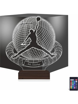 Luvivia Basketbol Topu Basketçi Hediye Jordan Kişiye Özel 3D Lamba - Masa Gece Lambası