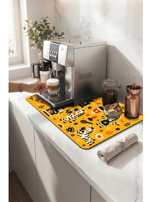 Valerine Life Kahve Espresso Makinesi Matı 35X45CM Çaycı Pad Su Geçirmez Zebra Brew Club
