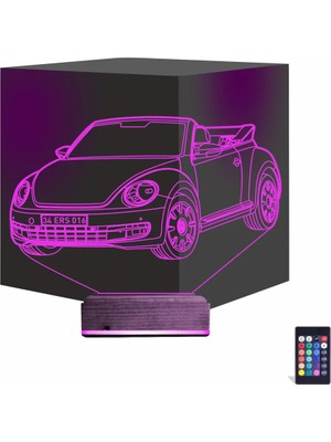 Luvivia Beetle Vosvos Araba Kişiye Özel 3D Lamba - Masa Gece Lambası