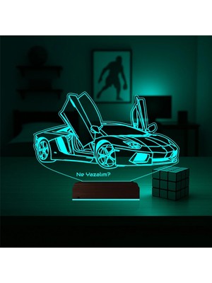 Luvivia Spor Araba Lamborghini Kişiye Özel 3D Lamba - Masa Gece Lambası