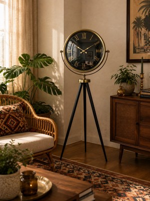 Hace Bazaar Eskitme Antique Aynalı Tripod 150 x 45 cm Ayaklı Saat -Hcb