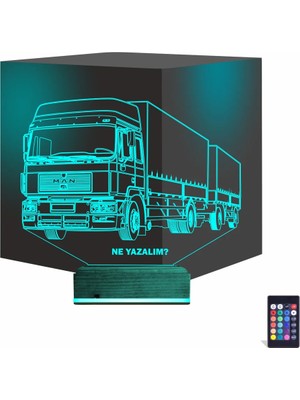 Luvivia Tır Kamyon Tırcı Kişiye Özel 3D Lamba - Masa Gece Lambası