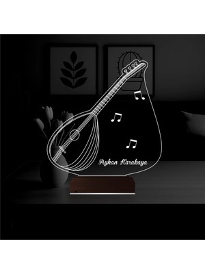 Luvivia Saz Bağlama Müzisyen Hediye Nota Kişiye Özel 3D Lamba - Masa Gece Lambası