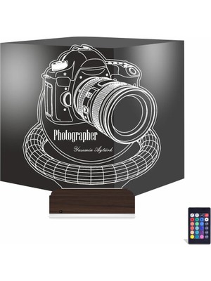 Luvivia Photographer Fotoğraf Makinesi Fotoğrafçı Kişiye Özel 3D Lamba - Masa Gece Lambası