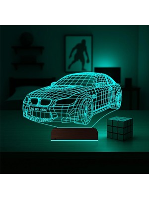 Luvivia Spor Araba Bmw Tasarım Kişiye Özel 3D Lamba - Masa Gece Lambası