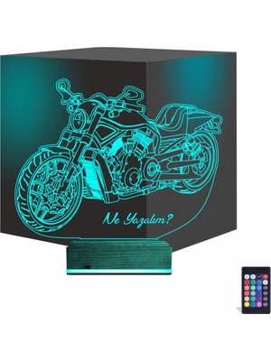 Luvivia Motosiklet Harley Motor Kişiye Özel 3D Lamba - Masa Gece Lambası