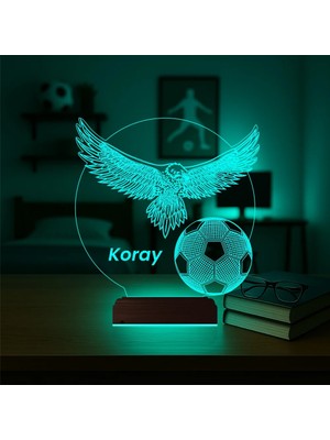 Luvivia Kartal Top Futbol Taraftar Hediye Kişiye Özel 3D Lamba - Masa Gece Lambası