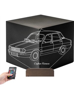 Luvivia Renault 12 Klasik Araba Kişiye Özel 3D Lamba - Masa Gece Lambası