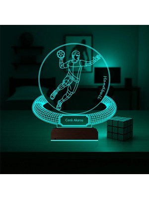 Luvivia Hentbol Hentbolcu Hediye Kişiye Özel 3D Lamba - Masa Gece Lambası