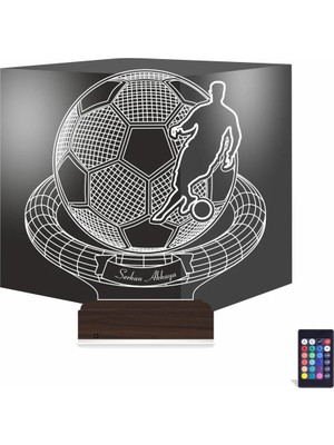 Luvivia Futbol Topu Ronaldo Futbolcu Hediye Kişiye Özel 3D Lamba - Masa Gece Lambası