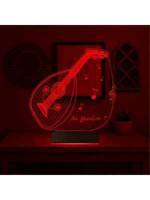 Luvivia Ud Udi Müzik Nota Kişiye Özel 3D Lamba - Masa Gece Lambası