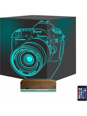 Luvivia Fotoğraf Makinesi Fotoğrafçı Kişiye Özel 3D Lamba - Masa Gece Lambası