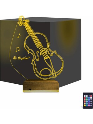 Luvivia Keman Müzik Enstrüman Kişiye Özel 3D Lamba - Masa Gece Lambası