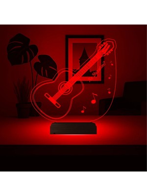 Luvivia Klasik Gitar Gitarist Kişiye Özel 3D Lamba - Masa Gece Lambası