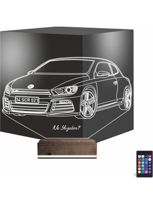 Luvivia Araba Volkswagen Scirocco Kişiye Özel 3D Lamba - Masa Gece Lambası
