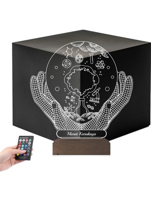 Luvivia Kimyager Kimya Öğretmeni Hediye Kişiye Özel 3D Lamba - Masa Gece Lambası