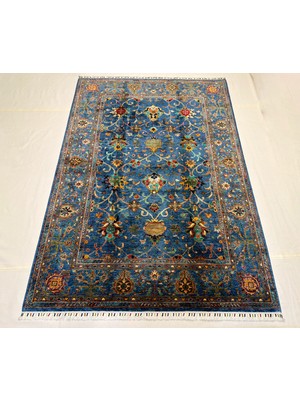 El Dokuma Afgan Halı Sultani Desenli Kök Boya 171 x 250 cm