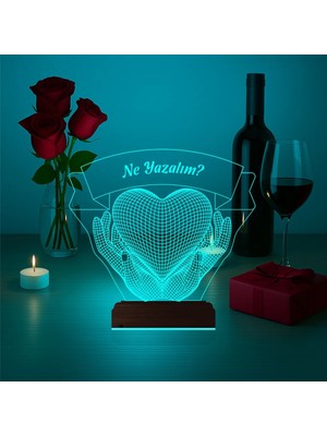 Luvivia Kalp Sevgiliye Hediye Kişiye Özel 3D Lamba - Masa Gece Lambası