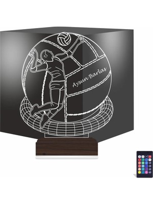 Luvivia Voleybol Topu Voleybolcu Kişiye Özel 3D Lamba - Masa Gece Lambası