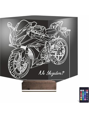 Luvivia Motosiklet Yarış Motoru Kişiye Özel 3D Lamba - Masa Gece Lambası