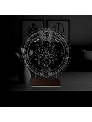 Luvivia Astroloji Akrep Burcu Kişiye Özel 3D Lamba - Masa Gece Lambası