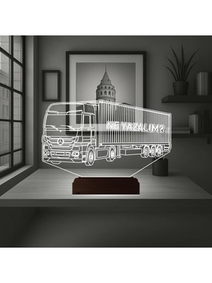 Luvivia Tır Kamyon Tırcı Mercedes Kişiye Özel 3D Lamba - Masa Gece Lambası